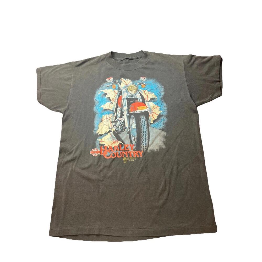 Vintage 1989 3D Emblem x Harley Davidson T Shirt SINGLE STITCH  Size Medium RARE